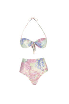 Bikini a Fascia e Vita Alta in Fiori Astratti