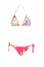 Bikini a Triangolo e Slip in Fiori Astratti