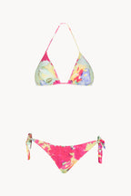 Bikini a Triangolo e Slip in Fiori Astratti
