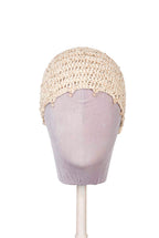 Cappello Beige all’Uncinetto con Perline