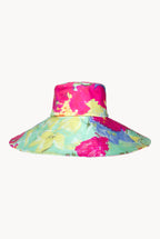 Cappello in Cotone a Tesa Larga a Fiori Astratti