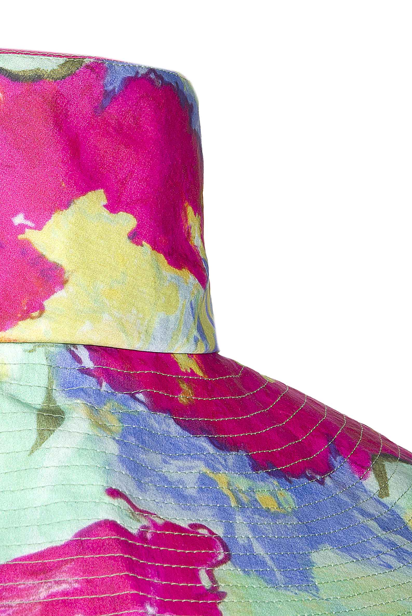 Cappello in Cotone a Tesa Larga a Fiori Astratti