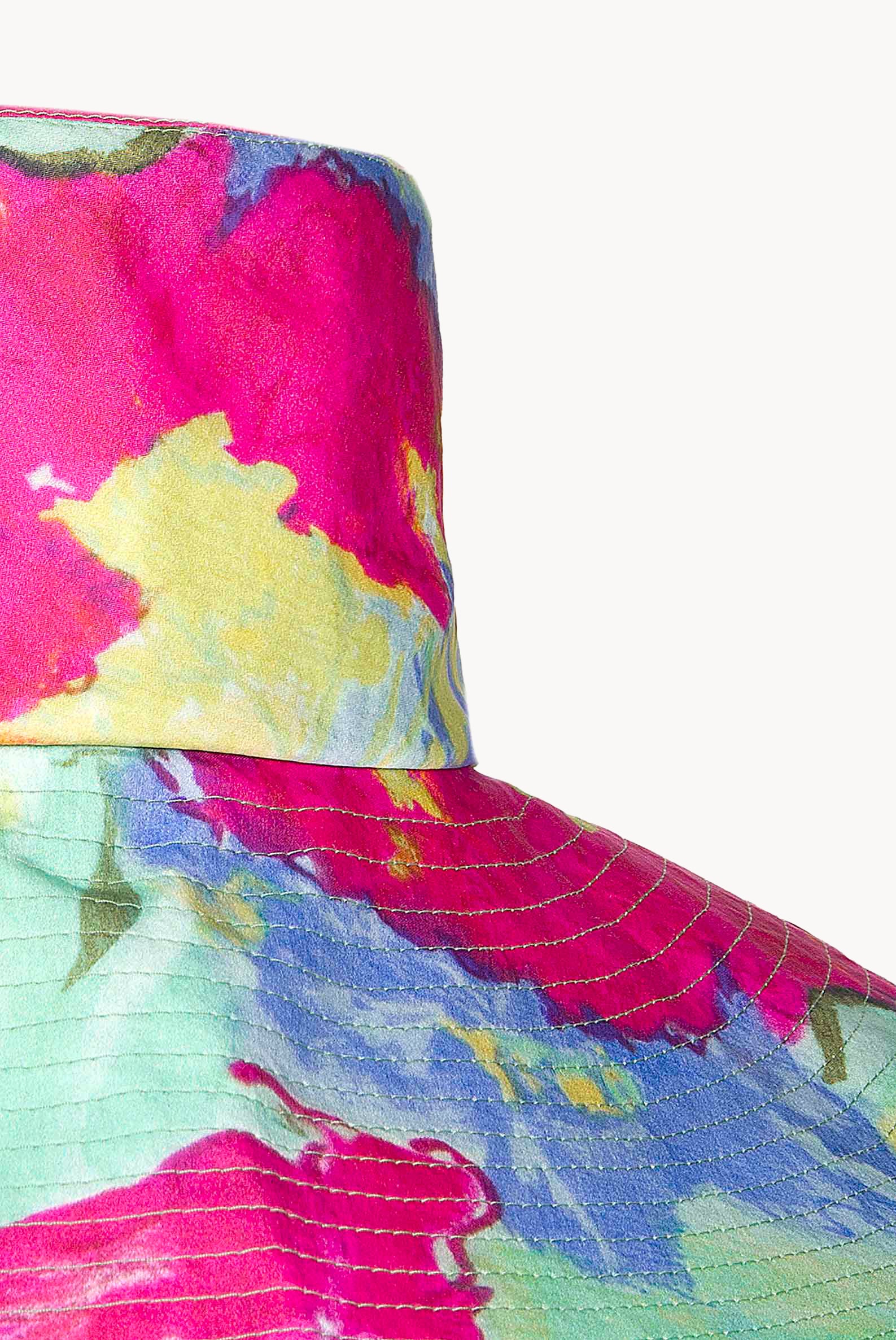 Cappello in Cotone a Tesa Larga a Fiori Astratti