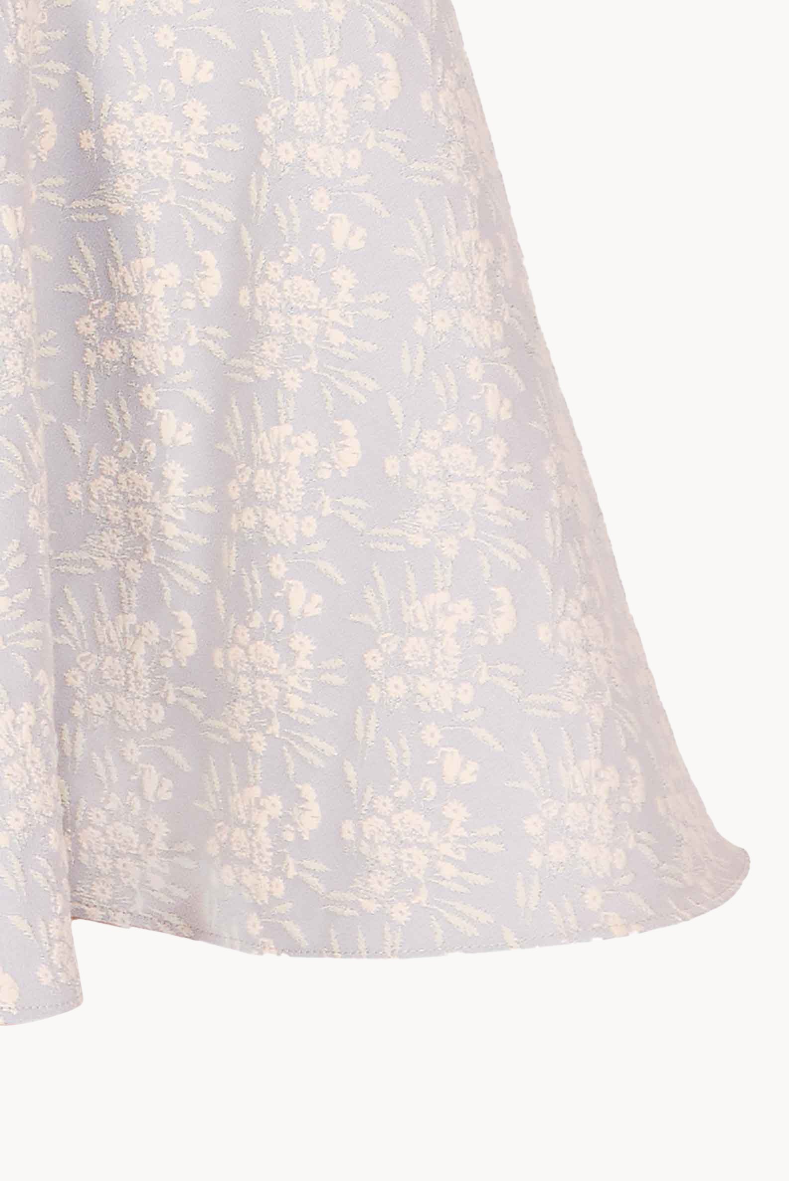 Abito in Jacquard Floreale con Volant
