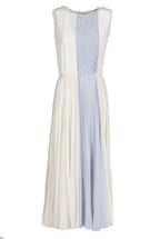Vestito midi plissettato bicolore