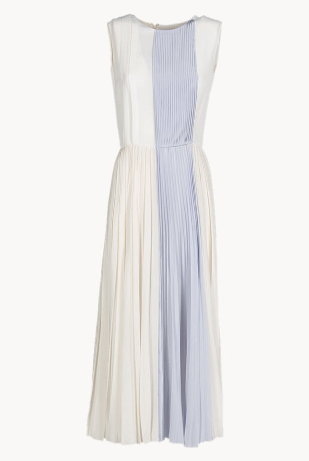Pleated Two Tone Midi Dress