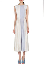 Vestito midi plissettato bicolore