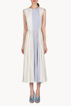 Pleated Two Tone Midi Dress