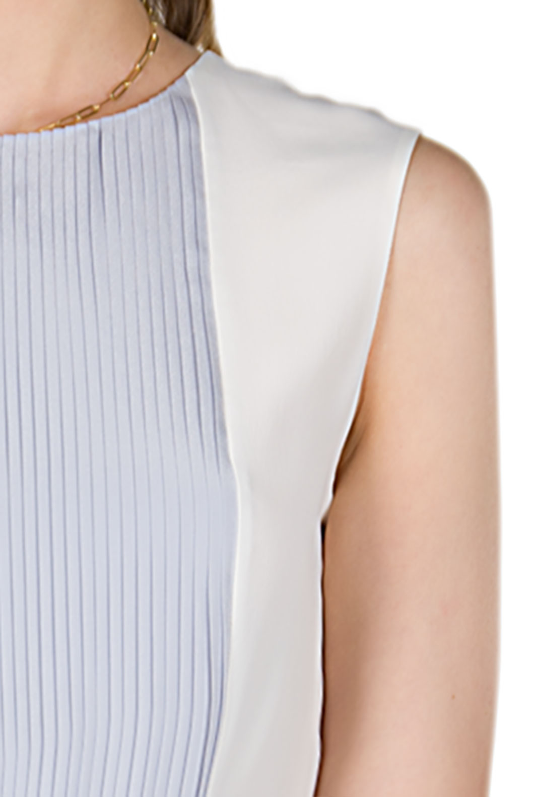 Vestito midi plissettato bicolore