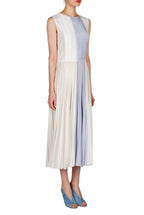 Vestito midi plissettato bicolore