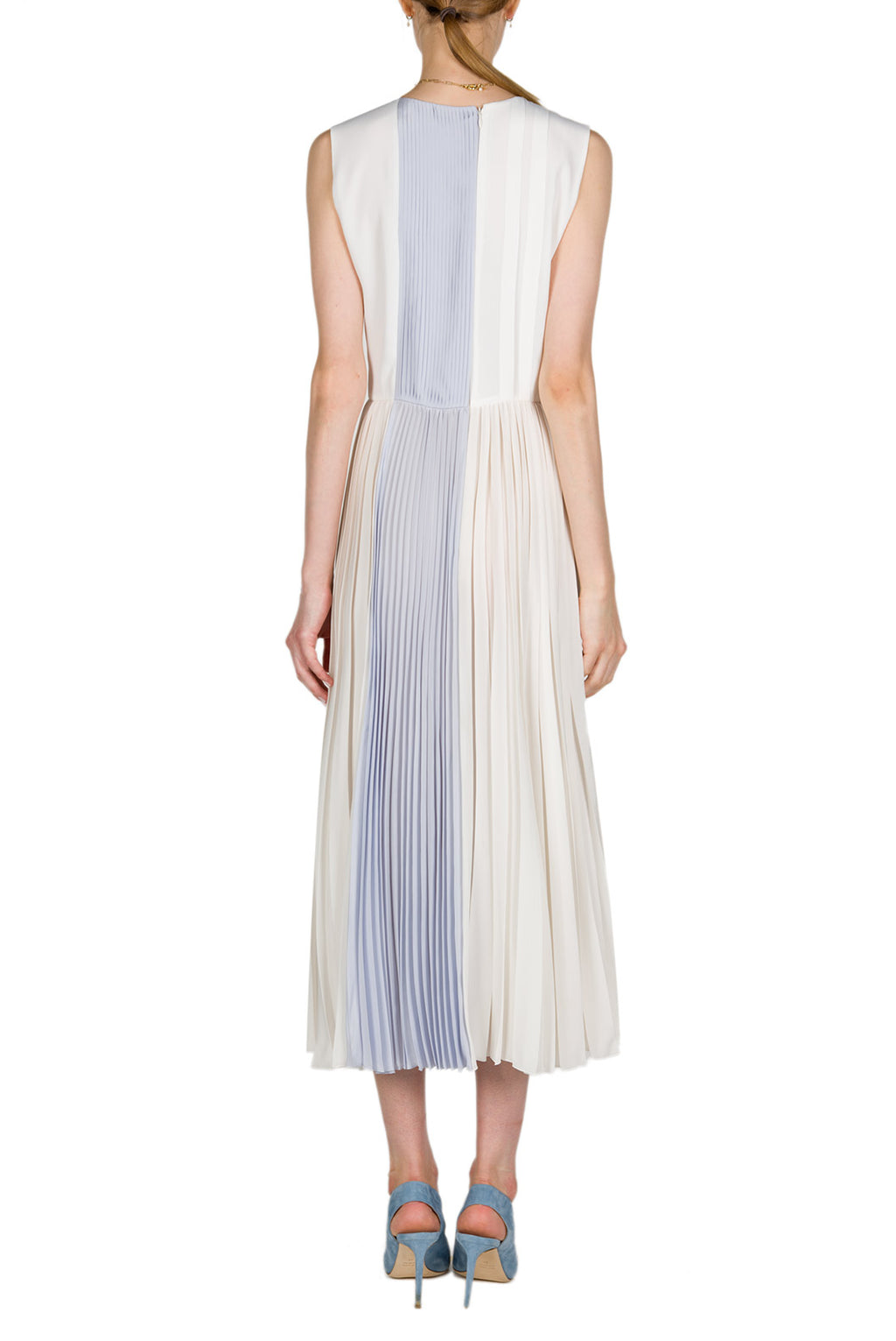 Vestito midi plissettato bicolore