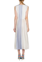 Vestito midi plissettato bicolore