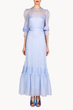 Vestito in chiffon con applicazioni in pizzo