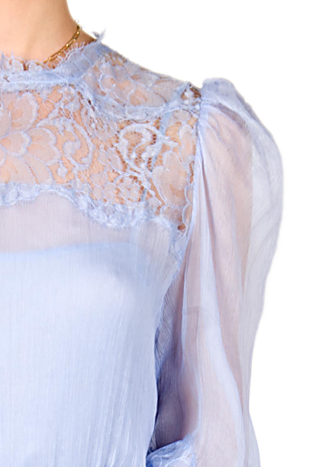 Vestito in chiffon con applicazioni in pizzo