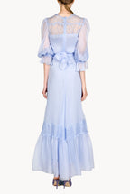 Vestito in chiffon con applicazioni in pizzo