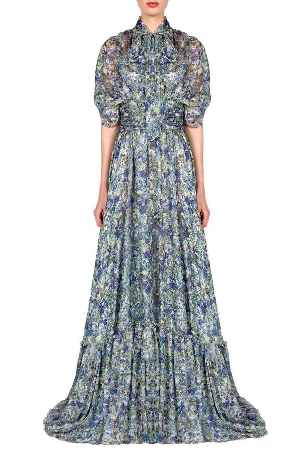 Vestito maxi in chiffon stampato
