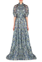 Vestito maxi in chiffon stampato