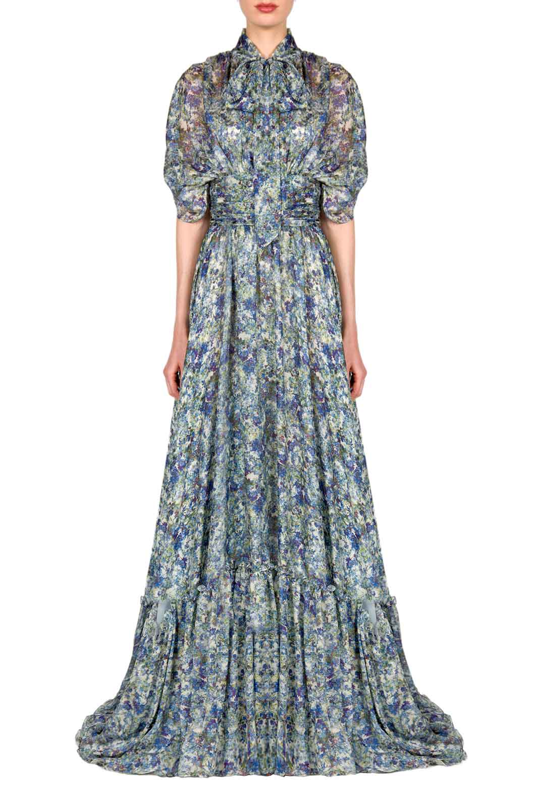 Vestito maxi in chiffon stampato
