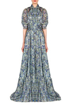 Vestito maxi in chiffon stampato