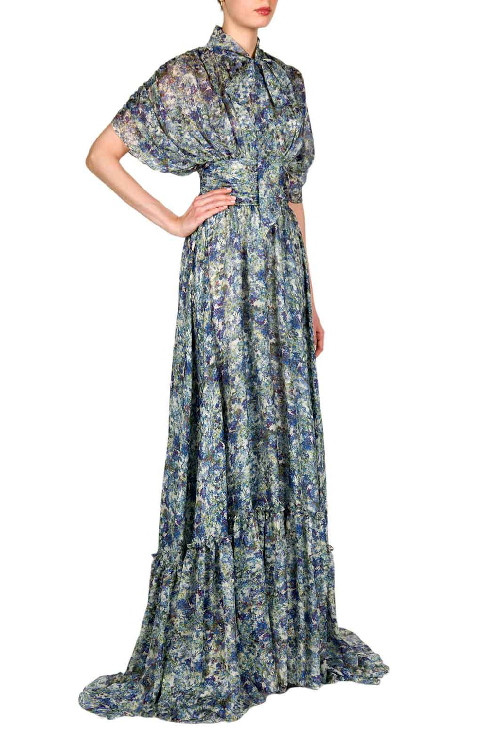 Vestito maxi in chiffon stampato
