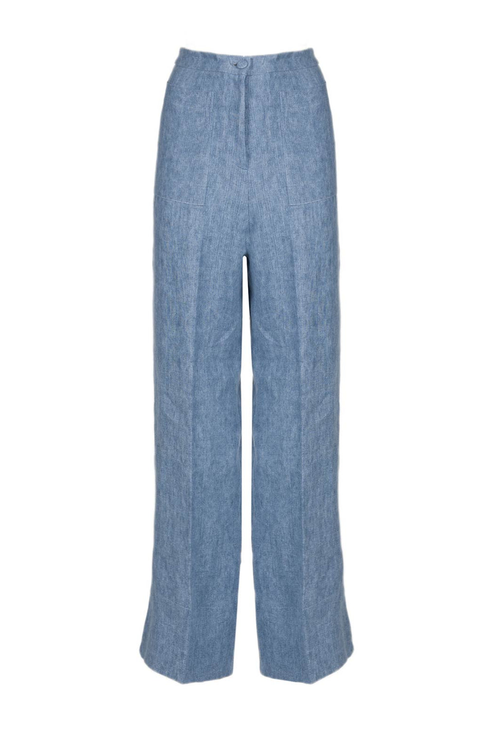 Pantaloni in lino a vita alta