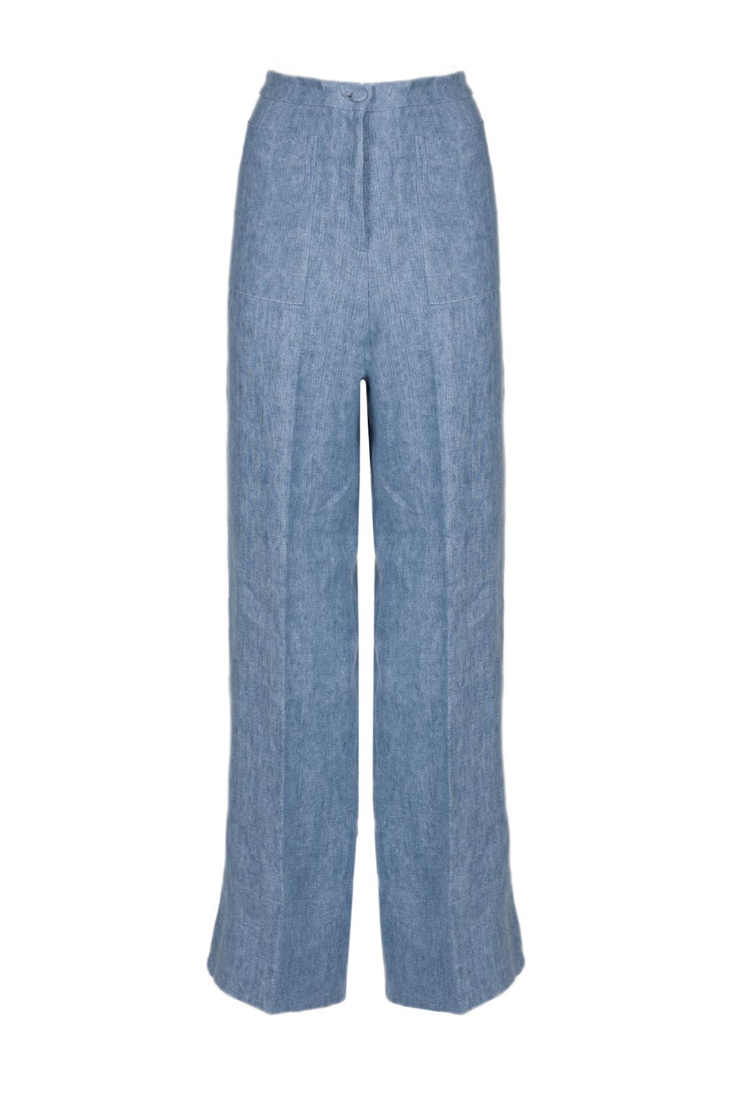 Pantaloni in lino a vita alta