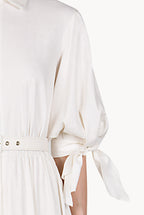 Vestito maxi in lino misto con maniche annodate