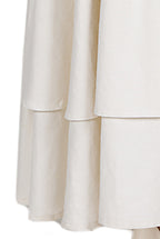 Vestito maxi in lino misto con maniche annodate