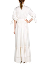 Vestito maxi in lino misto con maniche annodate