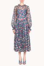 Vestito midi in pizzo stampato floreale