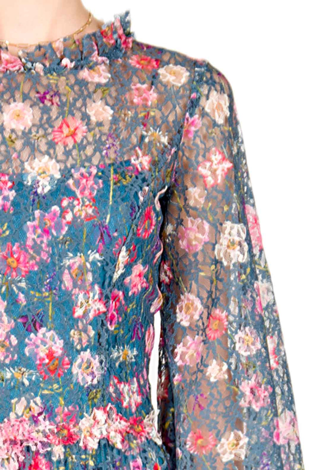 Vestito midi in pizzo stampato floreale