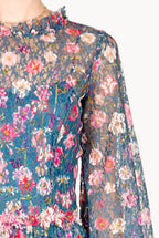 Vestito midi in pizzo stampato floreale