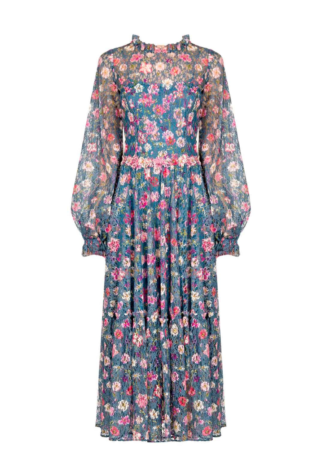 Vestito midi in pizzo stampato floreale
