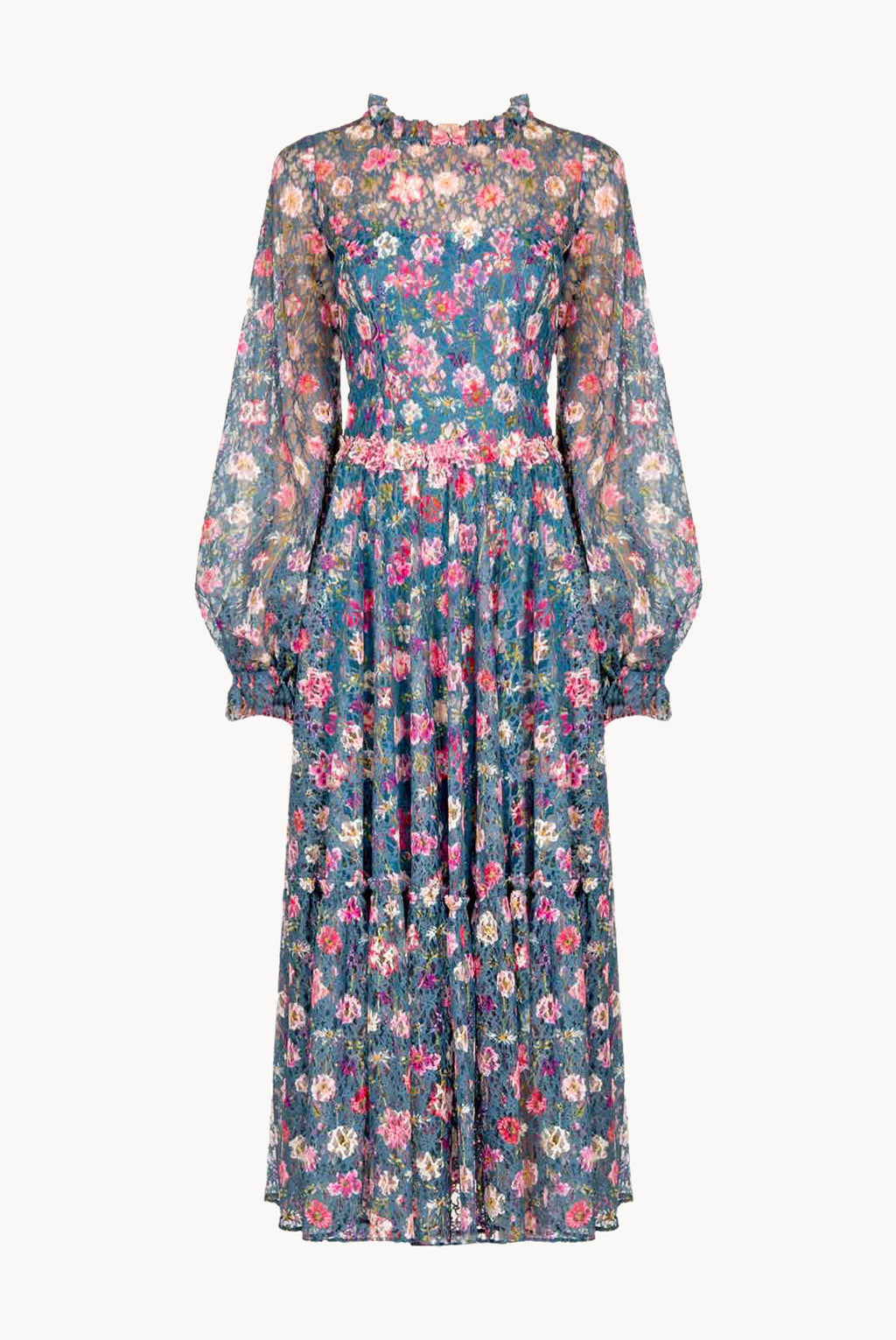 Vestito midi in pizzo stampato floreale