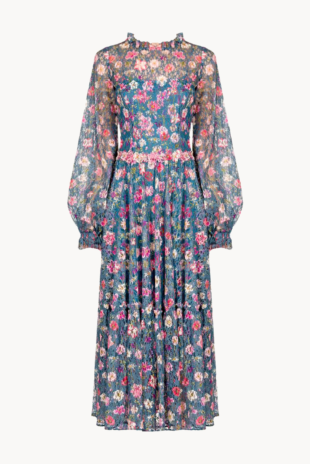 Vestito midi in pizzo stampato floreale