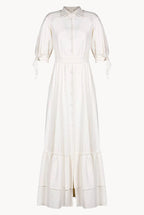 Vestito maxi in lino misto con maniche annodate
