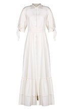 Vestito maxi in lino misto con maniche annodate