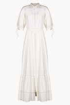 Vestito maxi in lino misto con maniche annodate