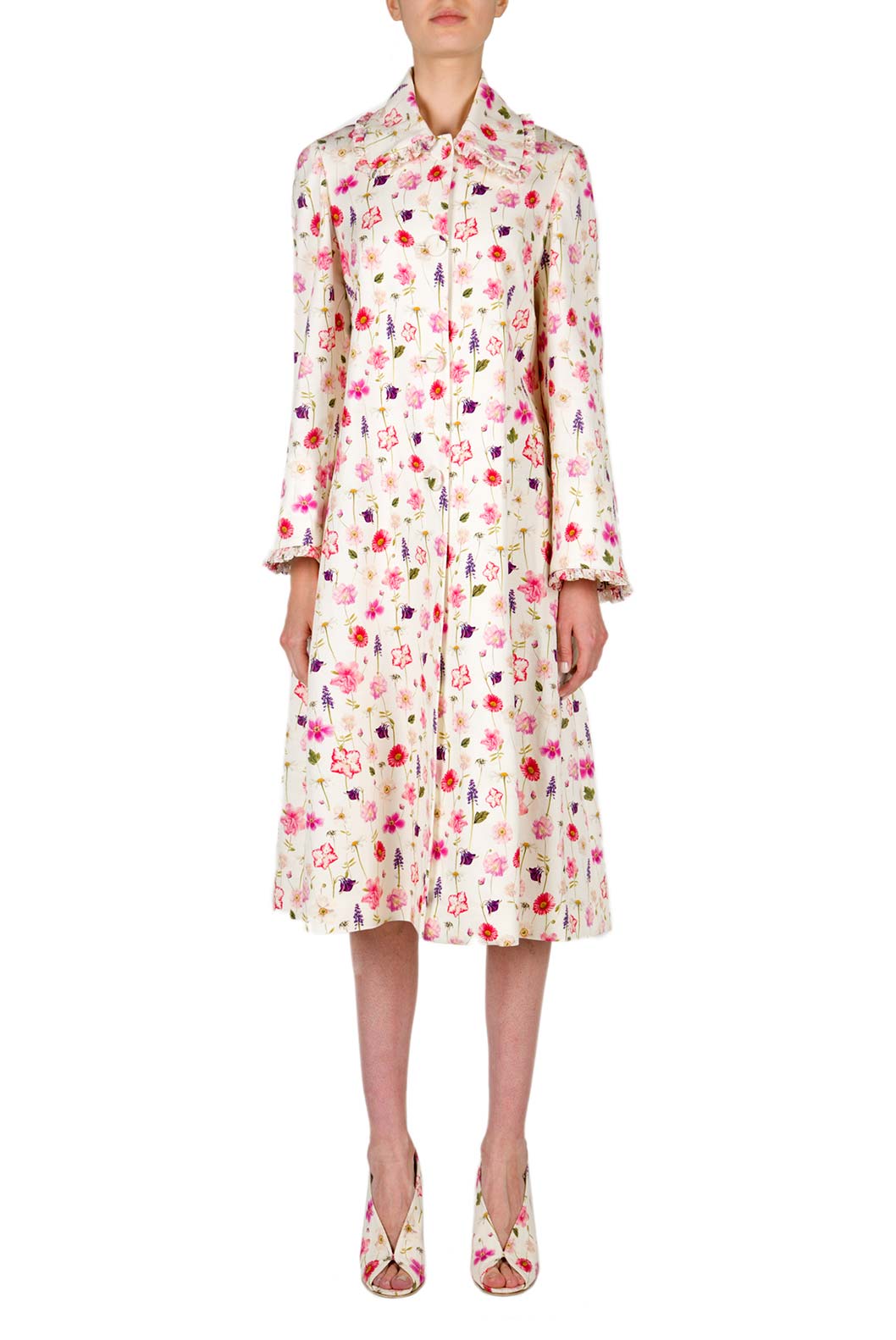 Cappotto in cotone piquet stampato floreale