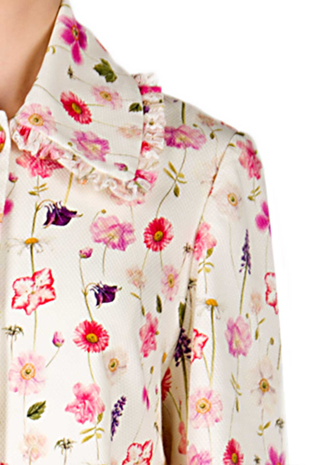 Cappotto in cotone piquet stampato floreale