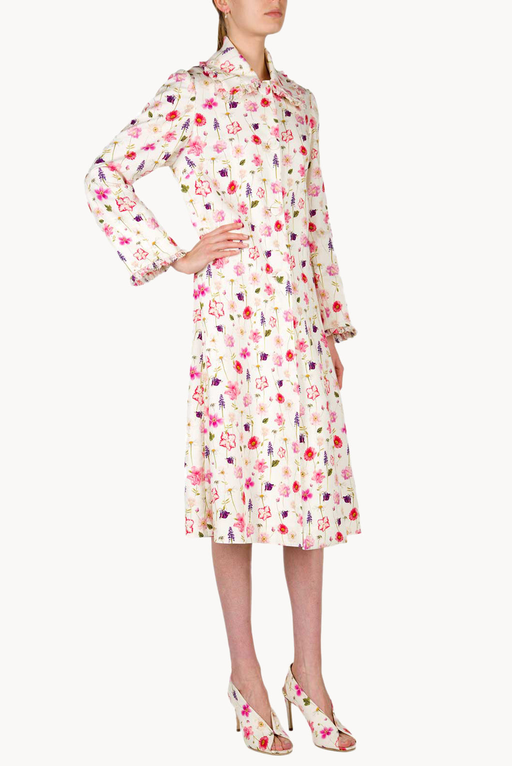 Floral Printed Cotton-Piquet Coat