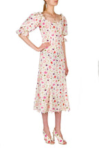Vestito midi con occhielli stampato floreale