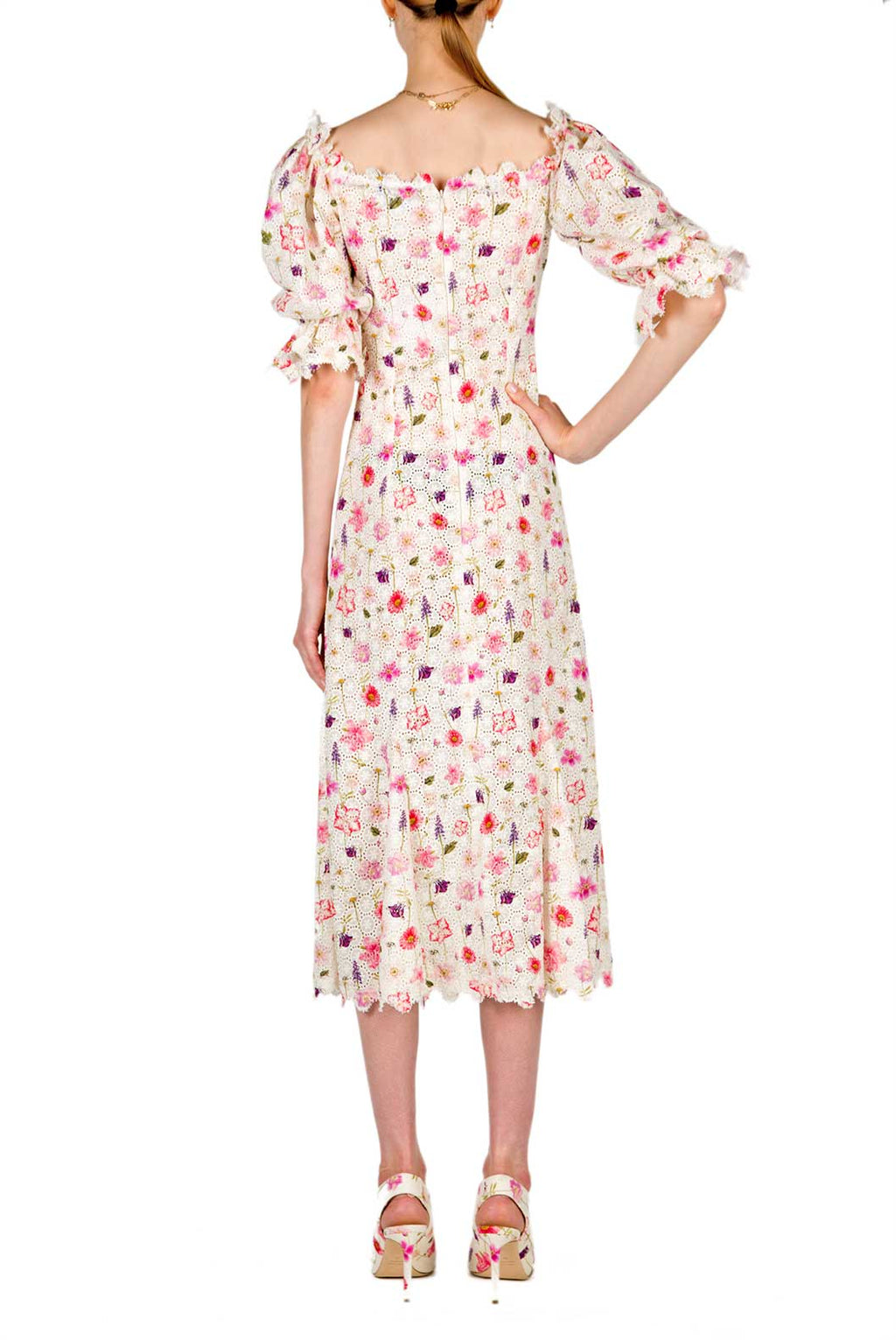 Vestito midi con occhielli stampato floreale