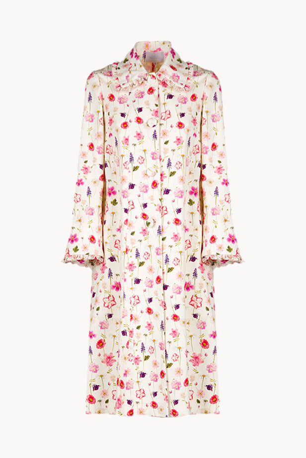 Floral Printed Cotton-Piquet Coat