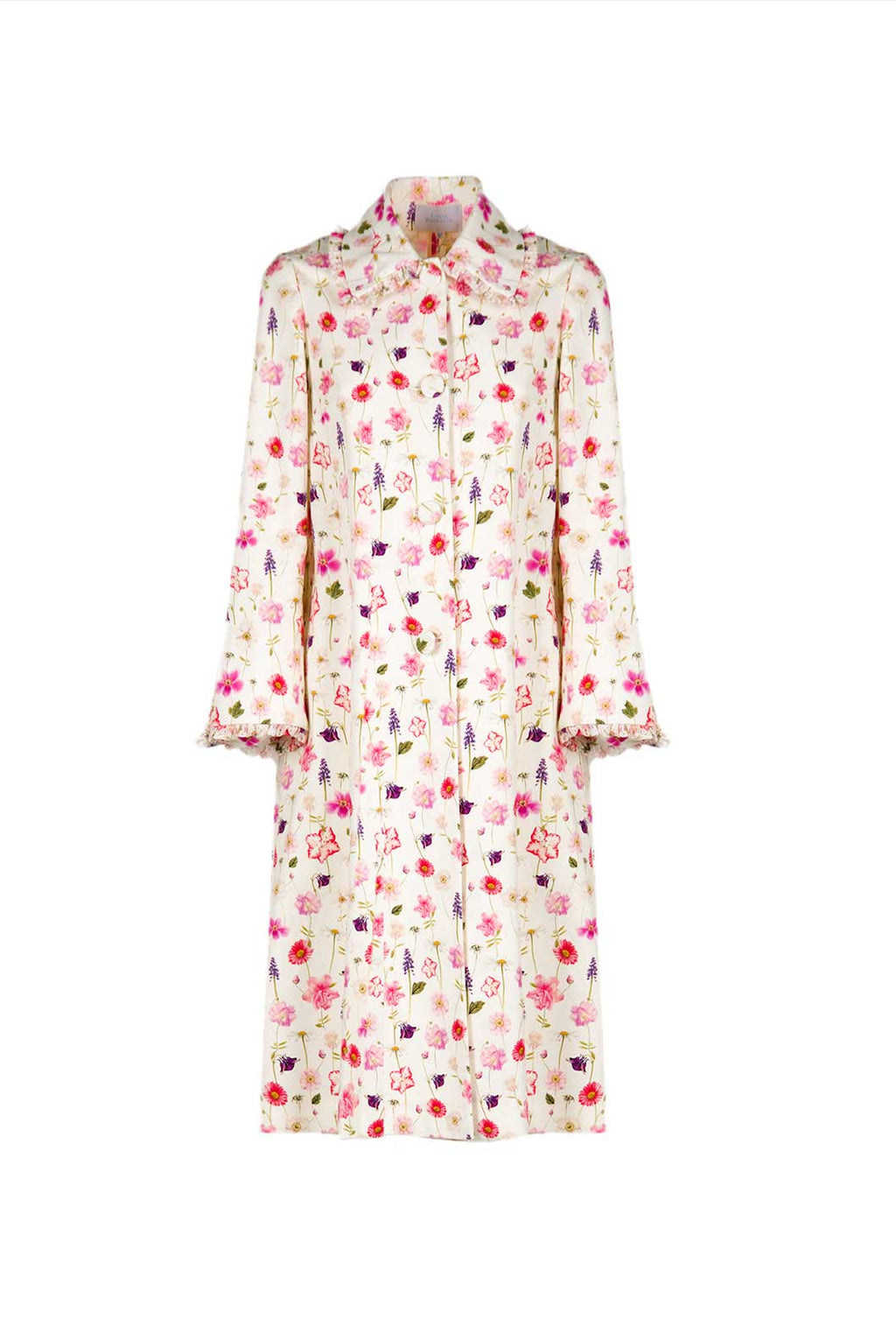 Cappotto in cotone piquet stampato floreale