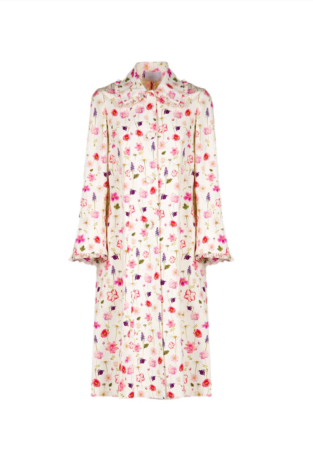 Cappotto in cotone piquet stampato floreale