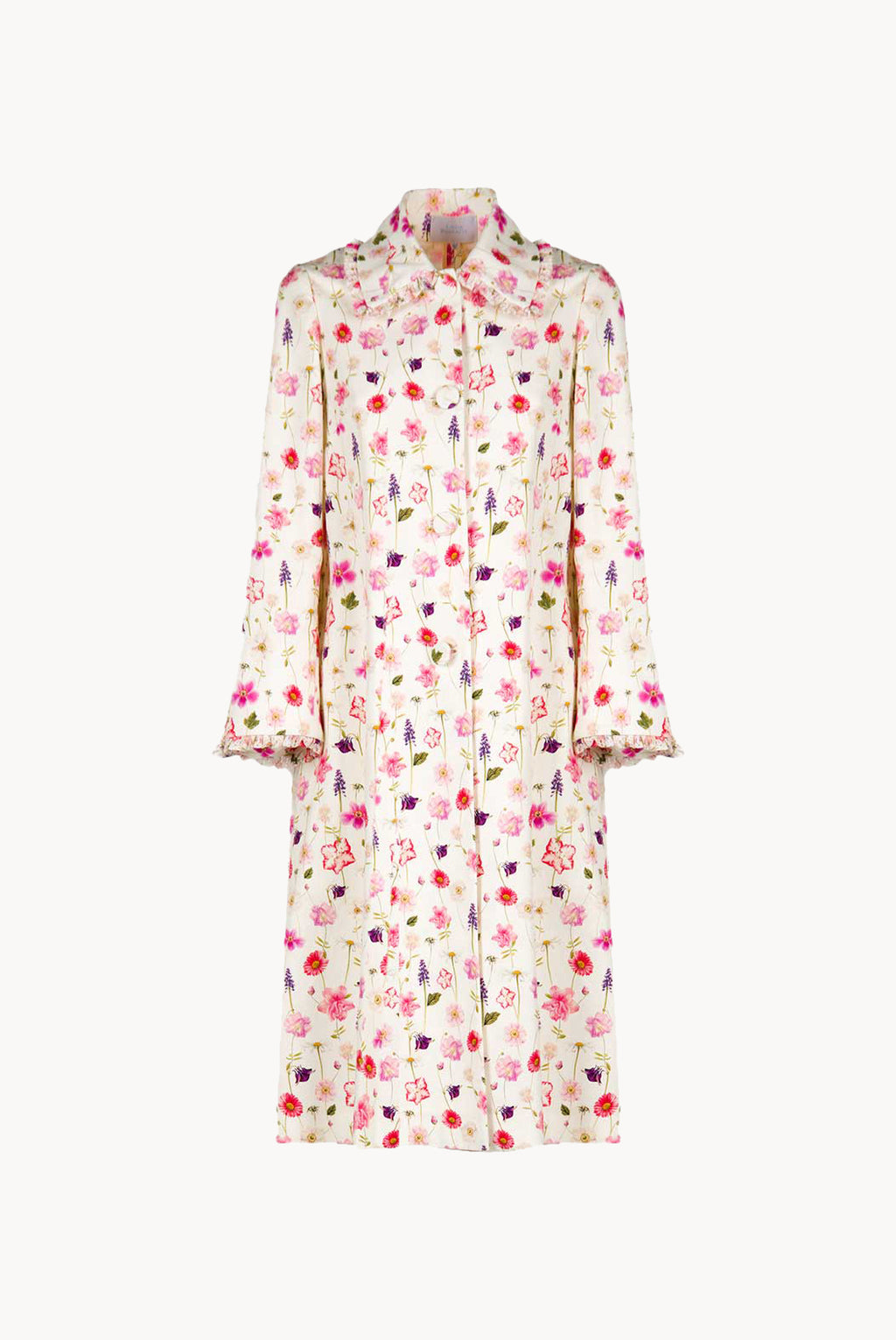 Floral Printed Cotton-Piquet Coat