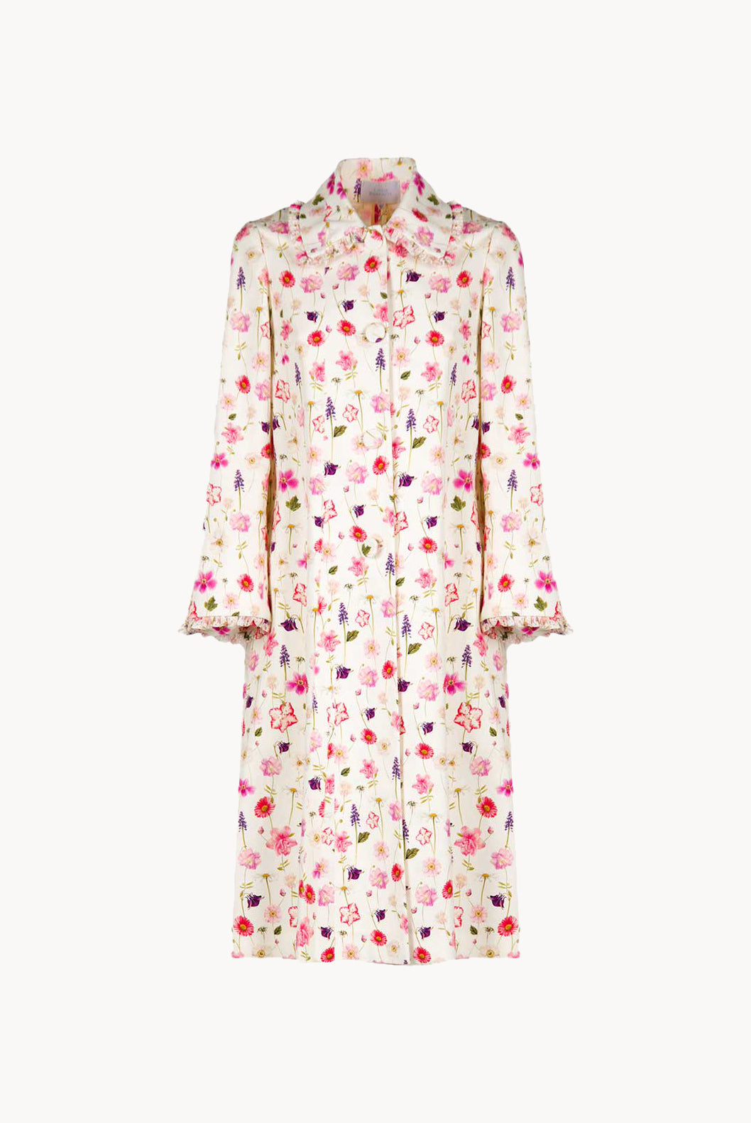 Floral Printed Cotton-Piquet Coat
