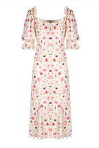 Vestito midi con occhielli stampato floreale
