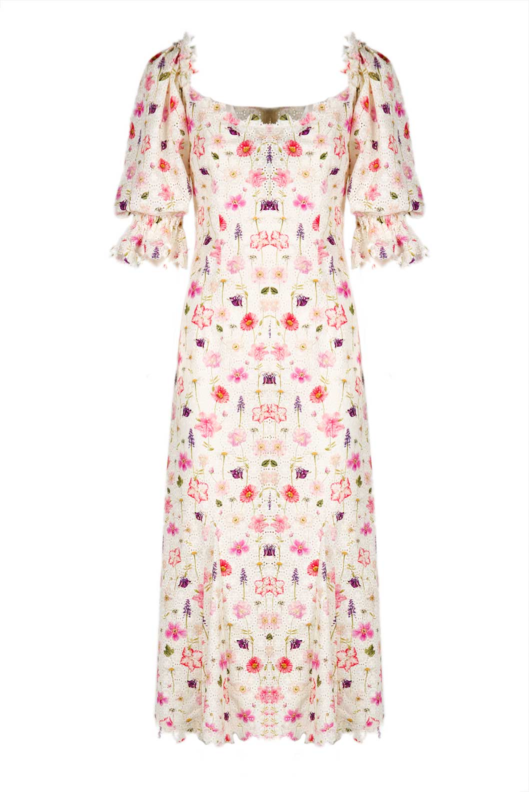 Vestito midi con occhielli stampato floreale